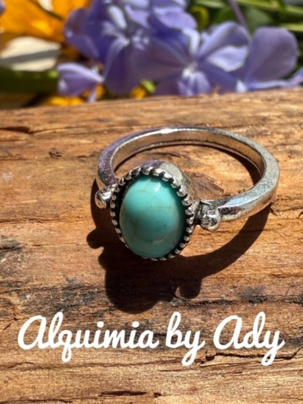 Dainty turquoise silver ring
